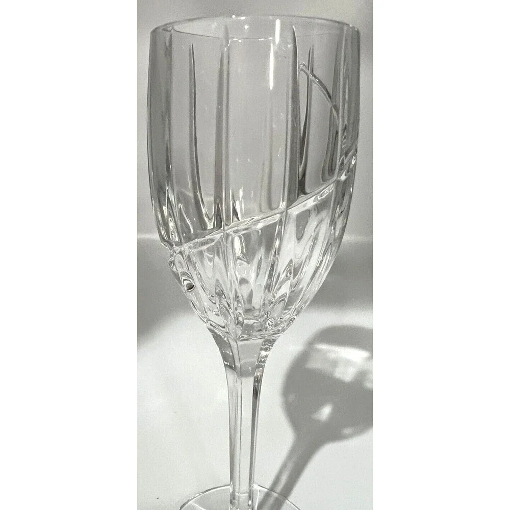 4 Vintage Mikasa Wine Goblets Uptown Crystal Glasses Vertical Cut Swirl Clear 9